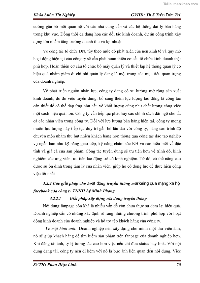 Khóa luận tốt nghiệp quản trị kinh doanh Đánh giá hoạt động truyền thông marketing qua mạng xã hội facebook của công ty TNHH Lý Minh Phong - 7 Trang 83