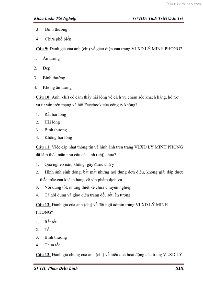 Khóa luận tốt nghiệp quản trị kinh doanh Đánh giá hoạt động truyền thông marketing qua mạng xã hội facebook của công ty TNHH Lý Minh Phong - 8 Trang 96