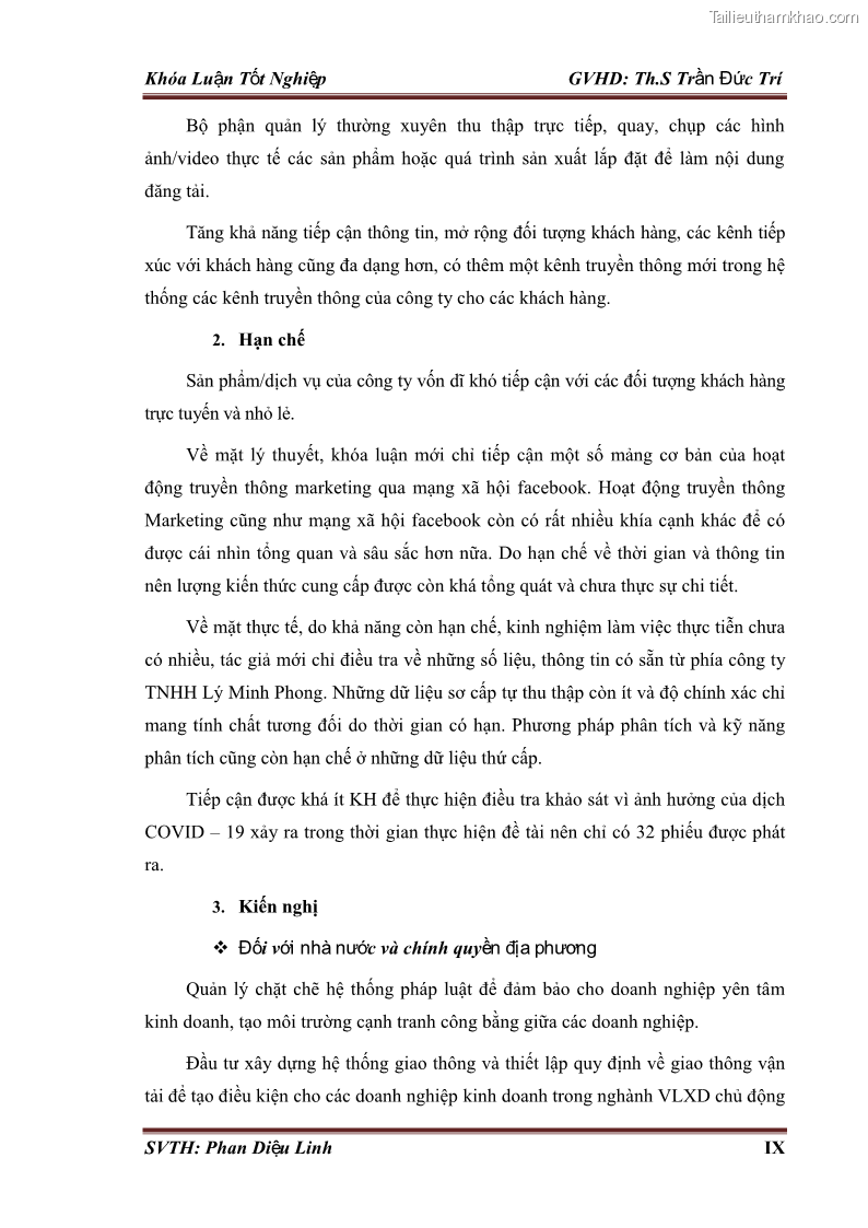 Khóa luận tốt nghiệp quản trị kinh doanh Đánh giá hoạt động truyền thông marketing qua mạng xã hội facebook của công ty TNHH Lý Minh Phong - 8 Trang 86