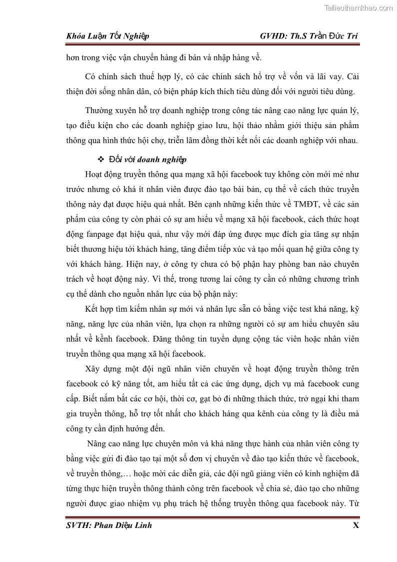 Khóa luận tốt nghiệp quản trị kinh doanh Đánh giá hoạt động truyền thông marketing qua mạng xã hội facebook của công ty TNHH Lý Minh Phong - 8 Trang 87