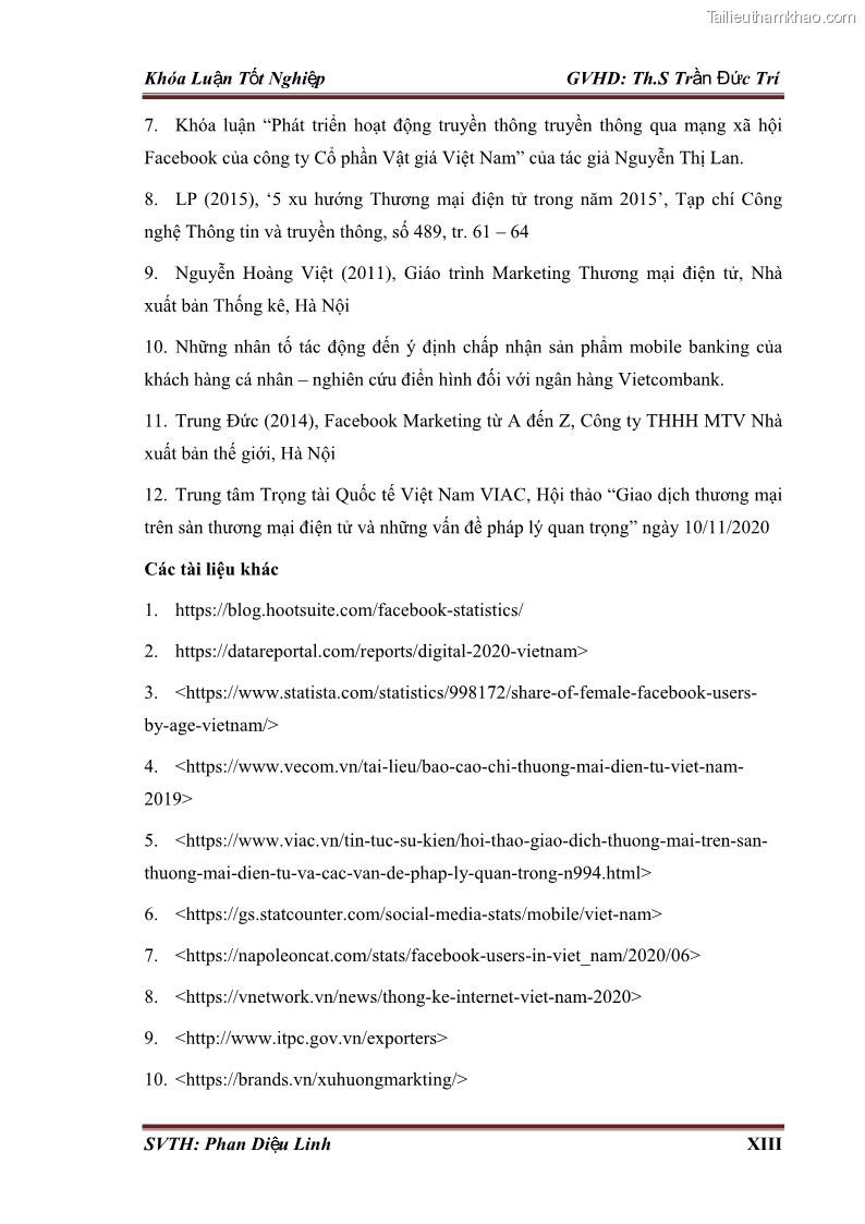 Khóa luận tốt nghiệp quản trị kinh doanh Đánh giá hoạt động truyền thông marketing qua mạng xã hội facebook của công ty TNHH Lý Minh Phong - 8 Trang 90