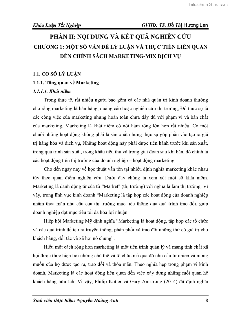 Khóa luận tốt nghiệp quản trị kinh doanh Hoàn thiện chính sách Marketing mix đối với dịch vụ đào tạo TOEIC và IELTS tại Trung tâm Anh ngữ Quốc tế AMES - chi nhánh Huế - 2 Trang 17