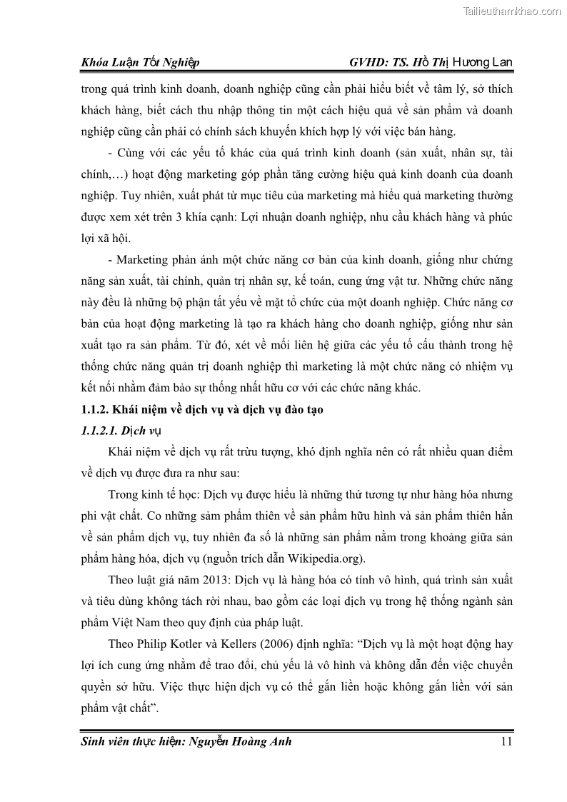 Khóa luận tốt nghiệp quản trị kinh doanh Hoàn thiện chính sách Marketing mix đối với dịch vụ đào tạo TOEIC và IELTS tại Trung tâm Anh ngữ Quốc tế AMES - chi nhánh Huế - 2 Trang 20