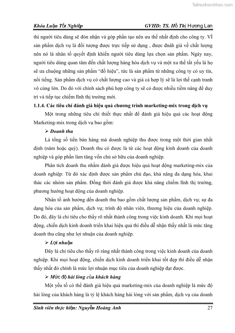 Khóa luận tốt nghiệp quản trị kinh doanh Hoàn thiện chính sách Marketing mix đối với dịch vụ đào tạo TOEIC và IELTS tại Trung tâm Anh ngữ Quốc tế AMES - chi nhánh Huế - 3 Trang 36