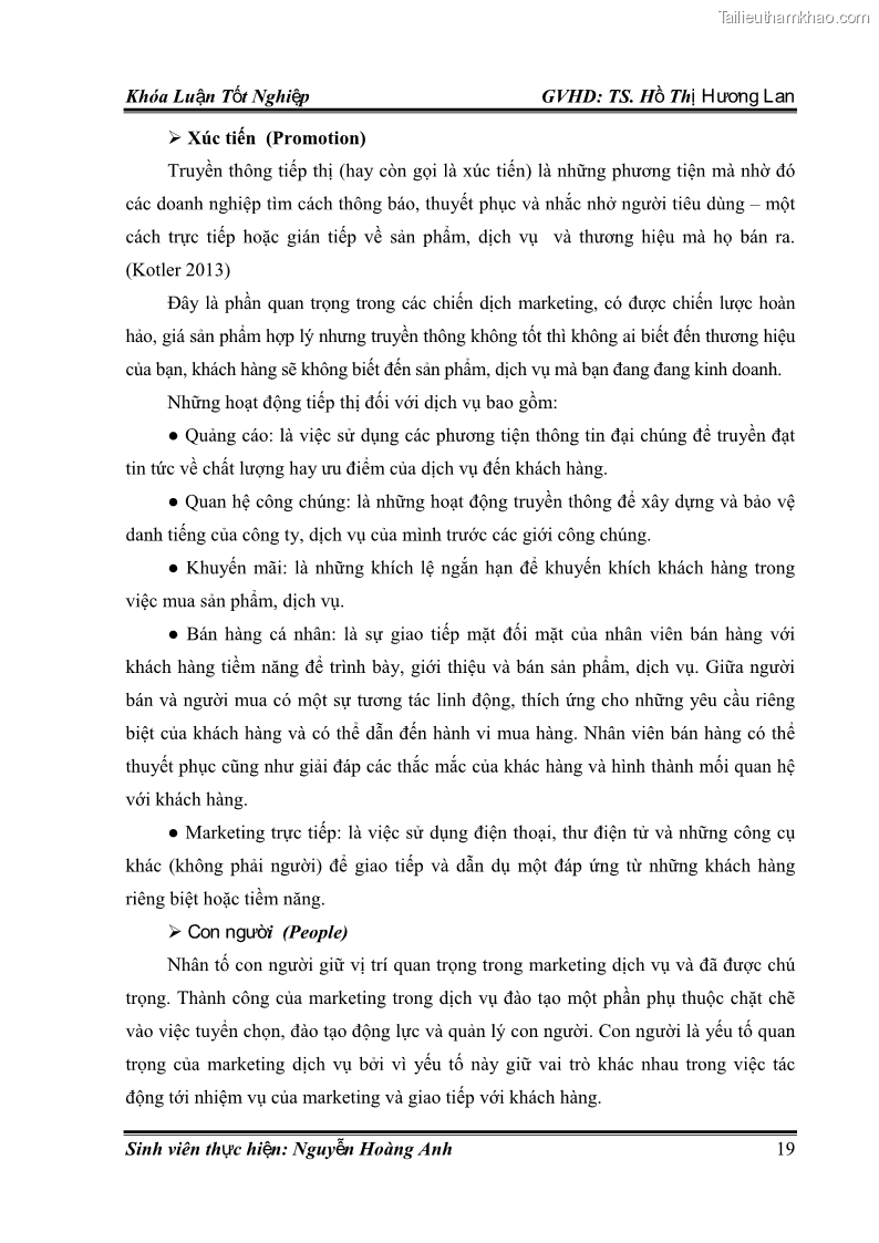 Khóa luận tốt nghiệp quản trị kinh doanh Hoàn thiện chính sách Marketing mix đối với dịch vụ đào tạo TOEIC và IELTS tại Trung tâm Anh ngữ Quốc tế AMES - chi nhánh Huế - 3 Trang 28