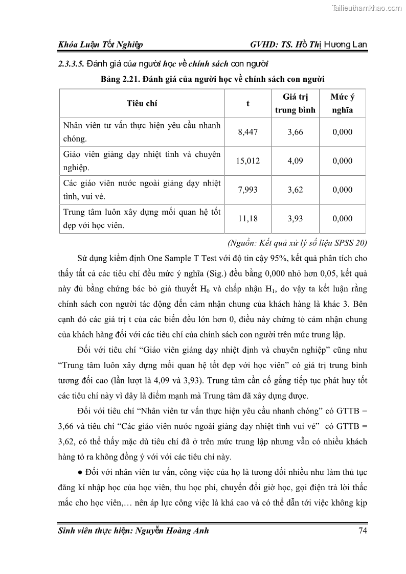 Khóa luận tốt nghiệp quản trị kinh doanh Hoàn thiện chính sách Marketing mix đối với dịch vụ đào tạo TOEIC và IELTS tại Trung tâm Anh ngữ Quốc tế AMES - chi nhánh Huế - 7 Trang 83