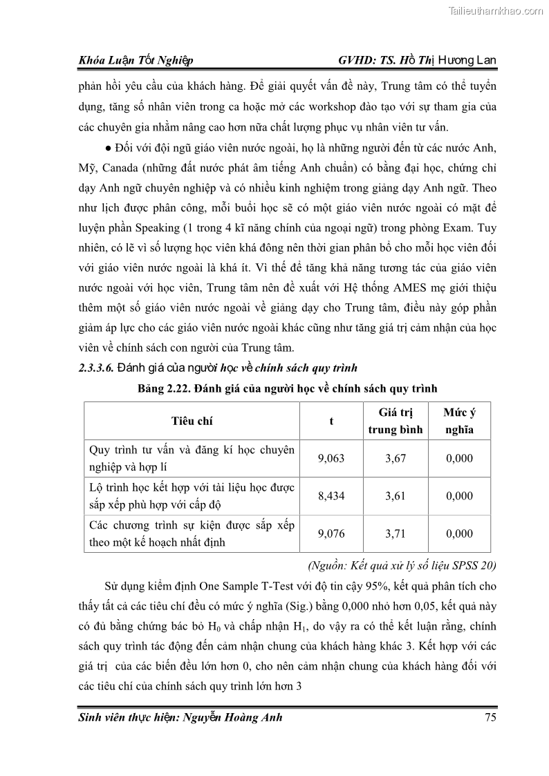 Khóa luận tốt nghiệp quản trị kinh doanh Hoàn thiện chính sách Marketing mix đối với dịch vụ đào tạo TOEIC và IELTS tại Trung tâm Anh ngữ Quốc tế AMES - chi nhánh Huế - 7 Trang 84