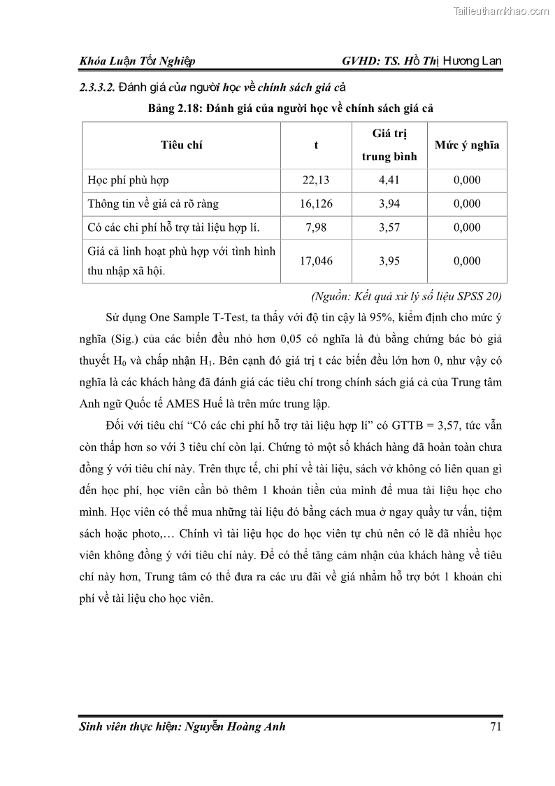 Khóa luận tốt nghiệp quản trị kinh doanh Hoàn thiện chính sách Marketing mix đối với dịch vụ đào tạo TOEIC và IELTS tại Trung tâm Anh ngữ Quốc tế AMES - chi nhánh Huế - 7 Trang 80