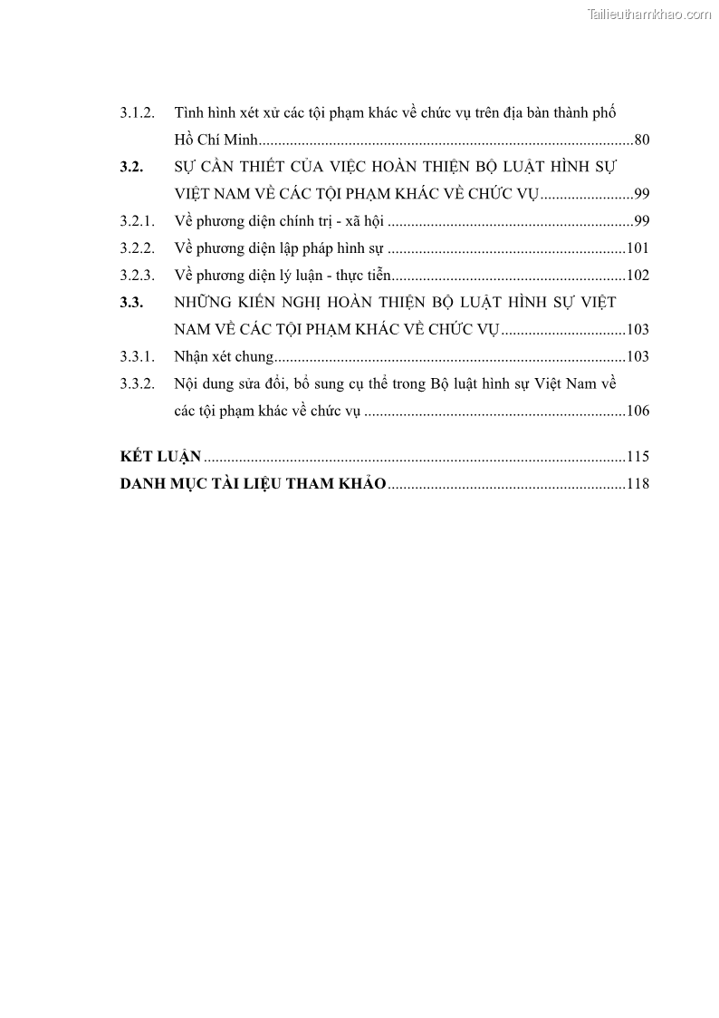 Luận văn thạc sĩ luật học Các tội phạm khác về chức vụ theo luật hình sự Việt Nam trên cơ sở nghiên cứu số liệu địa bàn thành phố Hồ Chí Minh - 1 Trang 5