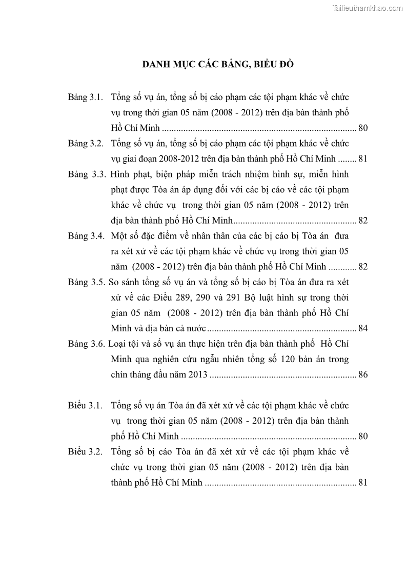 Luận văn thạc sĩ luật học Các tội phạm khác về chức vụ theo luật hình sự Việt Nam trên cơ sở nghiên cứu số liệu địa bàn thành phố Hồ Chí Minh - 1 Trang 6