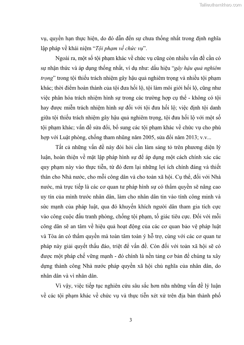 Luận văn thạc sĩ luật học Các tội phạm khác về chức vụ theo luật hình sự Việt Nam trên cơ sở nghiên cứu số liệu địa bàn thành phố Hồ Chí Minh - 1 Trang 9