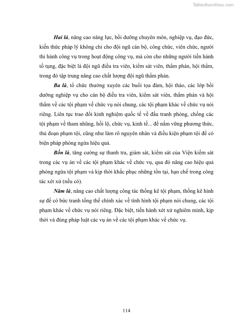 Luận văn thạc sĩ luật học Các tội phạm khác về chức vụ theo luật hình sự Việt Nam trên cơ sở nghiên cứu số liệu địa bàn thành phố Hồ Chí Minh - 10 Trang 120