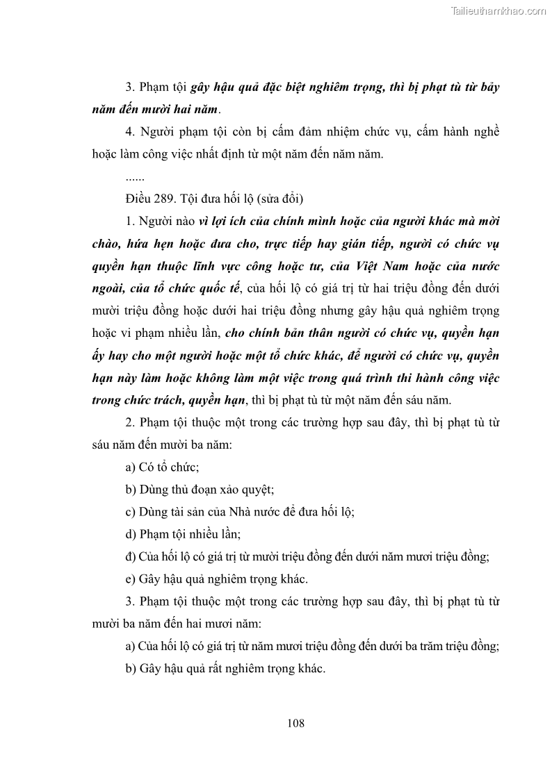 Luận văn thạc sĩ luật học Các tội phạm khác về chức vụ theo luật hình sự Việt Nam trên cơ sở nghiên cứu số liệu địa bàn thành phố Hồ Chí Minh - 10 Trang 114