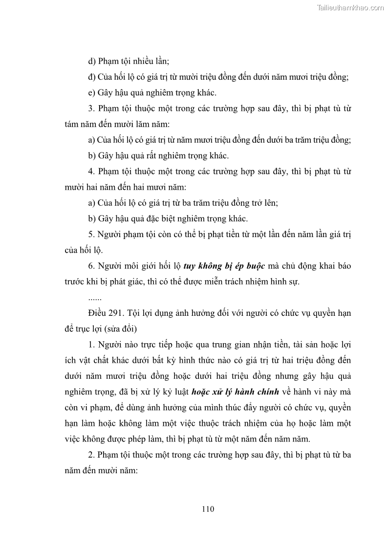 Luận văn thạc sĩ luật học Các tội phạm khác về chức vụ theo luật hình sự Việt Nam trên cơ sở nghiên cứu số liệu địa bàn thành phố Hồ Chí Minh - 10 Trang 116