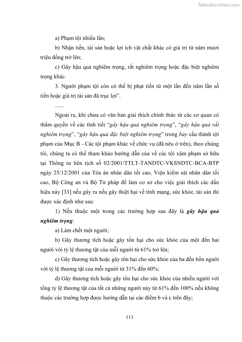 Luận văn thạc sĩ luật học Các tội phạm khác về chức vụ theo luật hình sự Việt Nam trên cơ sở nghiên cứu số liệu địa bàn thành phố Hồ Chí Minh - 10 Trang 117