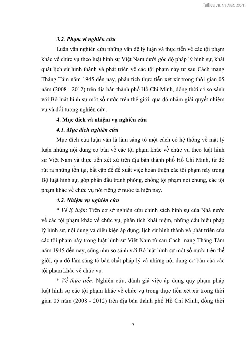 Luận văn thạc sĩ luật học Các tội phạm khác về chức vụ theo luật hình sự Việt Nam trên cơ sở nghiên cứu số liệu địa bàn thành phố Hồ Chí Minh - 2 Trang 13