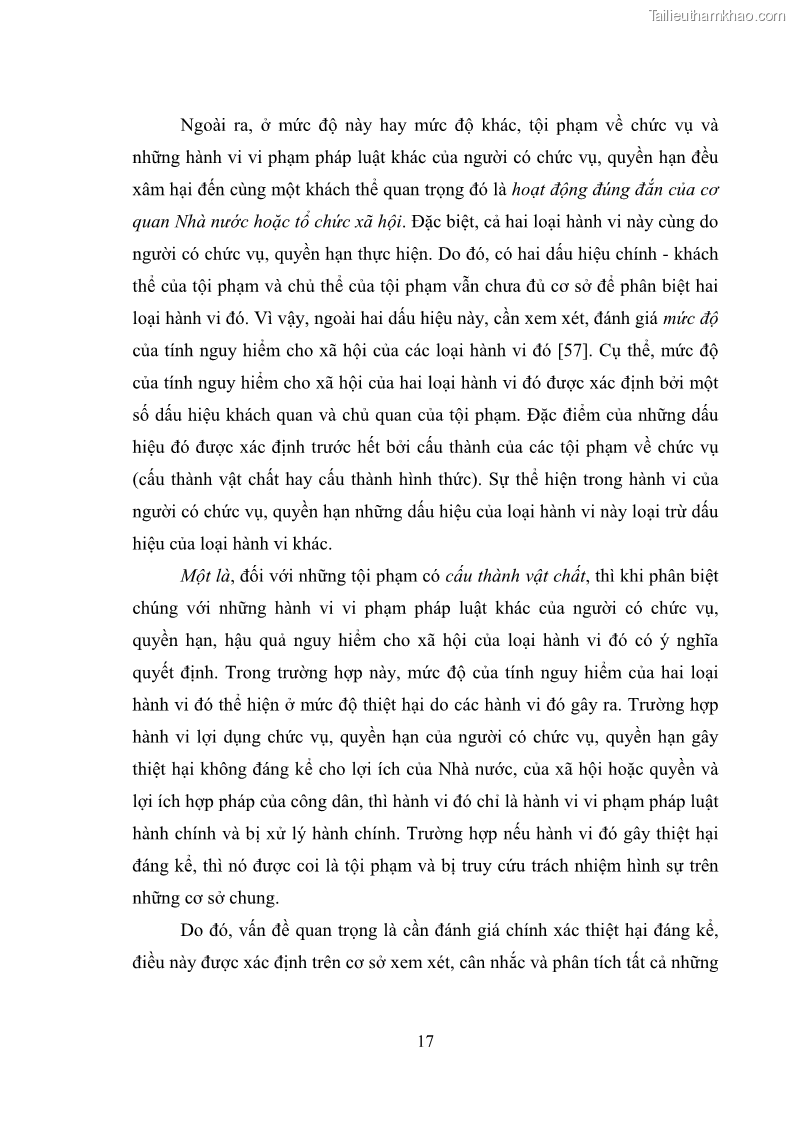 Luận văn thạc sĩ luật học Các tội phạm khác về chức vụ theo luật hình sự Việt Nam trên cơ sở nghiên cứu số liệu địa bàn thành phố Hồ Chí Minh - 2 Trang 23