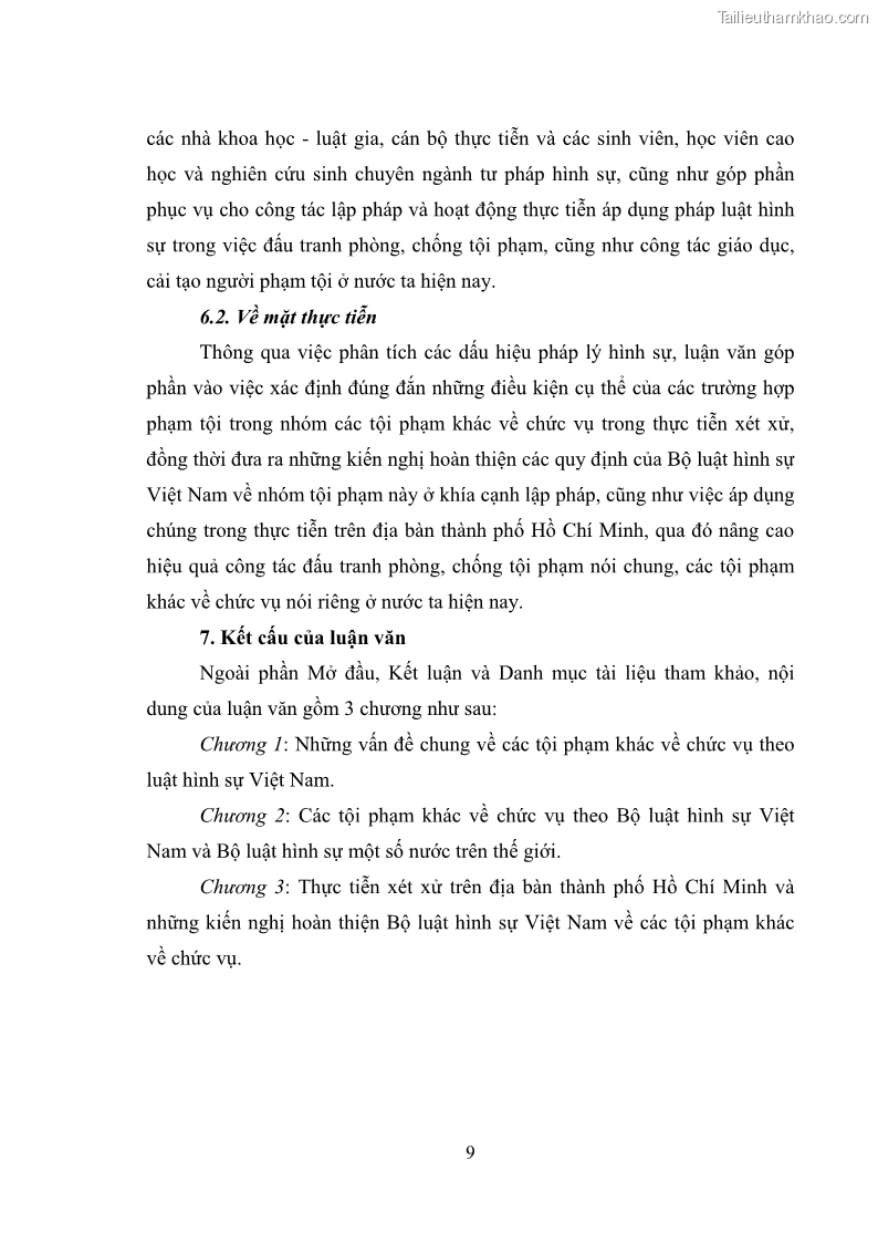 Luận văn thạc sĩ luật học Các tội phạm khác về chức vụ theo luật hình sự Việt Nam trên cơ sở nghiên cứu số liệu địa bàn thành phố Hồ Chí Minh - 2 Trang 15