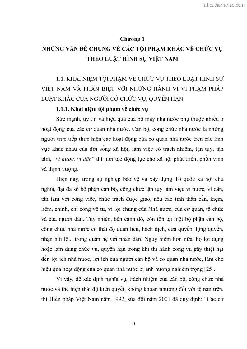 Luận văn thạc sĩ luật học Các tội phạm khác về chức vụ theo luật hình sự Việt Nam trên cơ sở nghiên cứu số liệu địa bàn thành phố Hồ Chí Minh - 2 Trang 16
