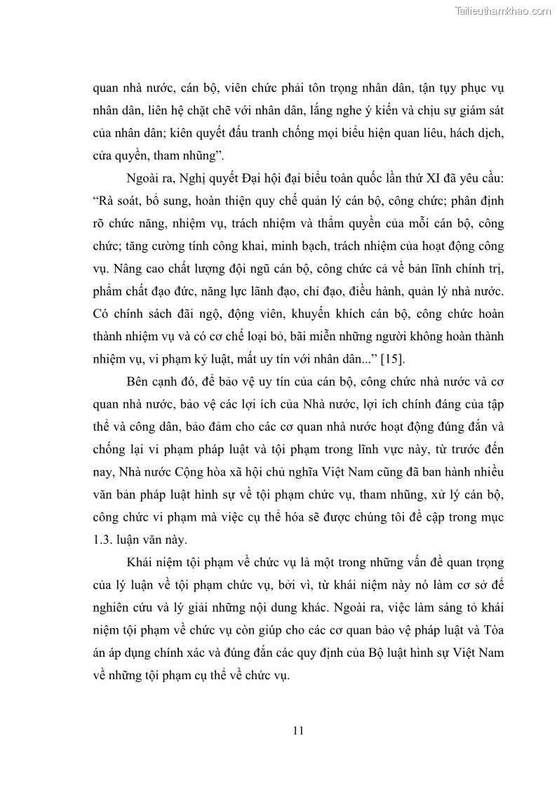 Luận văn thạc sĩ luật học Các tội phạm khác về chức vụ theo luật hình sự Việt Nam trên cơ sở nghiên cứu số liệu địa bàn thành phố Hồ Chí Minh - 2 Trang 17