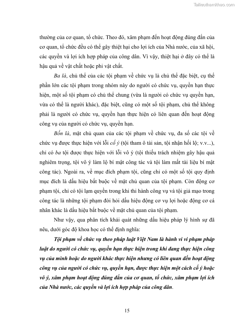 Luận văn thạc sĩ luật học Các tội phạm khác về chức vụ theo luật hình sự Việt Nam trên cơ sở nghiên cứu số liệu địa bàn thành phố Hồ Chí Minh - 2 Trang 21