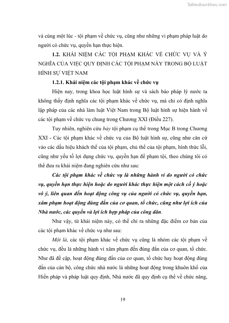 Luận văn thạc sĩ luật học Các tội phạm khác về chức vụ theo luật hình sự Việt Nam trên cơ sở nghiên cứu số liệu địa bàn thành phố Hồ Chí Minh - 3 Trang 25