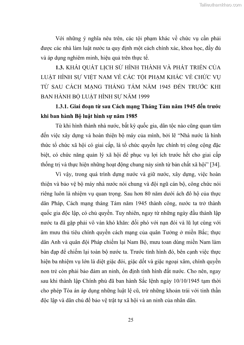 Luận văn thạc sĩ luật học Các tội phạm khác về chức vụ theo luật hình sự Việt Nam trên cơ sở nghiên cứu số liệu địa bàn thành phố Hồ Chí Minh - 3 Trang 31