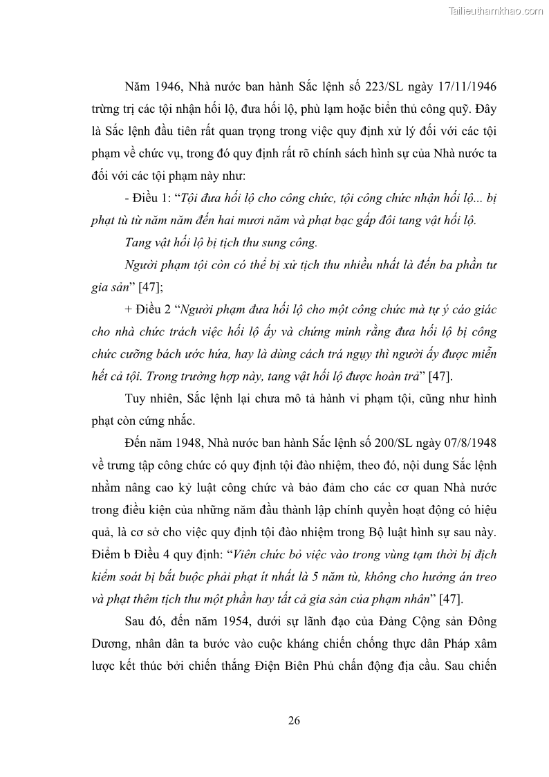 Luận văn thạc sĩ luật học Các tội phạm khác về chức vụ theo luật hình sự Việt Nam trên cơ sở nghiên cứu số liệu địa bàn thành phố Hồ Chí Minh - 3 Trang 32