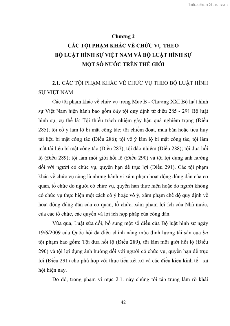 Luận văn thạc sĩ luật học Các tội phạm khác về chức vụ theo luật hình sự Việt Nam trên cơ sở nghiên cứu số liệu địa bàn thành phố Hồ Chí Minh - 4 Trang 48
