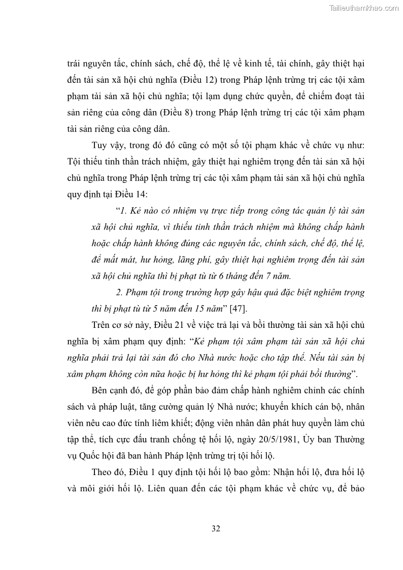 Luận văn thạc sĩ luật học Các tội phạm khác về chức vụ theo luật hình sự Việt Nam trên cơ sở nghiên cứu số liệu địa bàn thành phố Hồ Chí Minh - 4 Trang 38