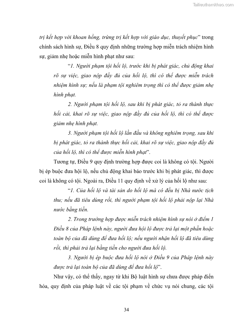 Luận văn thạc sĩ luật học Các tội phạm khác về chức vụ theo luật hình sự Việt Nam trên cơ sở nghiên cứu số liệu địa bàn thành phố Hồ Chí Minh - 4 Trang 40