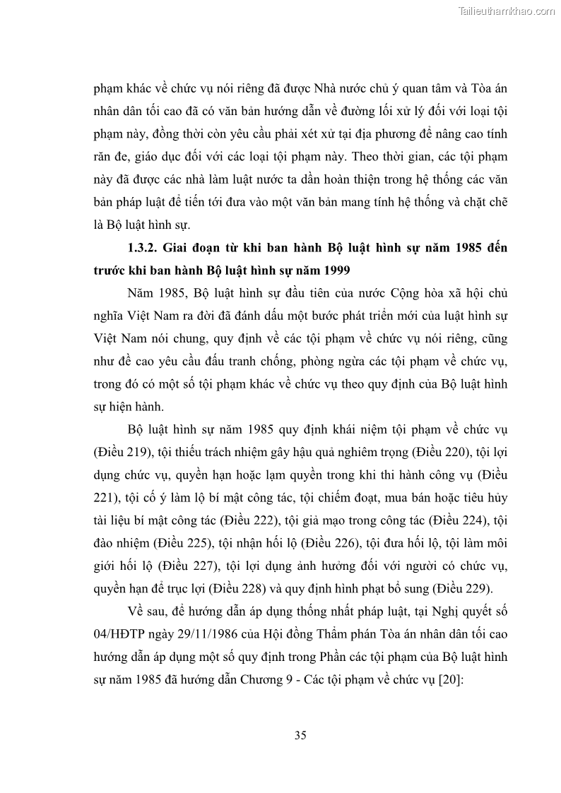 Luận văn thạc sĩ luật học Các tội phạm khác về chức vụ theo luật hình sự Việt Nam trên cơ sở nghiên cứu số liệu địa bàn thành phố Hồ Chí Minh - 4 Trang 41