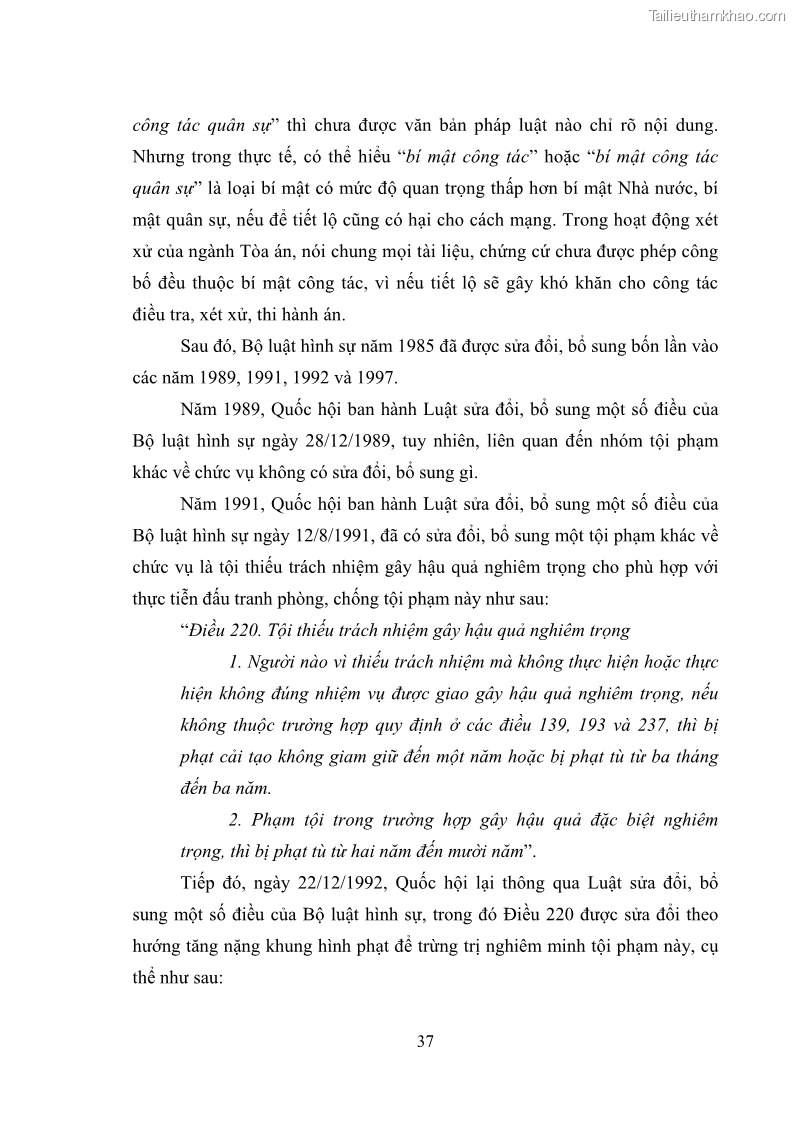 Luận văn thạc sĩ luật học Các tội phạm khác về chức vụ theo luật hình sự Việt Nam trên cơ sở nghiên cứu số liệu địa bàn thành phố Hồ Chí Minh - 4 Trang 43