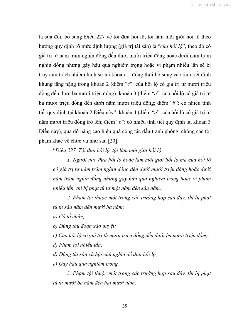 Luận văn thạc sĩ luật học Các tội phạm khác về chức vụ theo luật hình sự Việt Nam trên cơ sở nghiên cứu số liệu địa bàn thành phố Hồ Chí Minh - 4 Trang 45