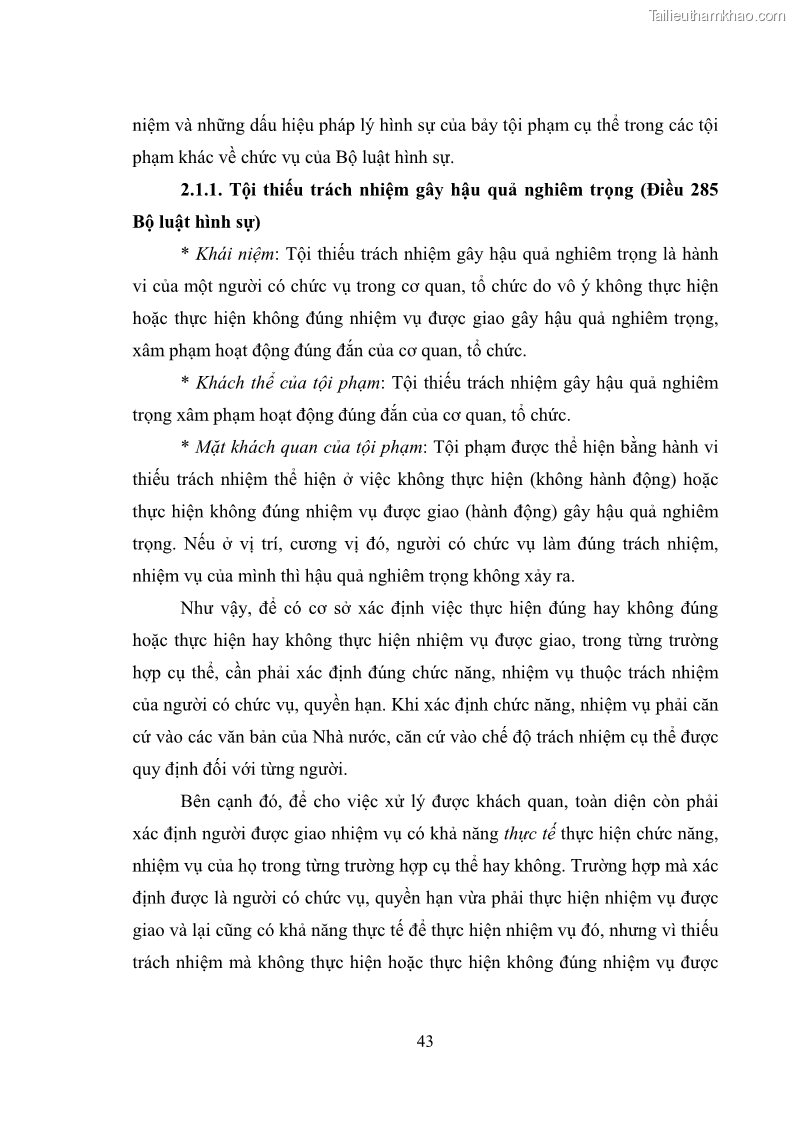 Luận văn thạc sĩ luật học Các tội phạm khác về chức vụ theo luật hình sự Việt Nam trên cơ sở nghiên cứu số liệu địa bàn thành phố Hồ Chí Minh - 5 Trang 49