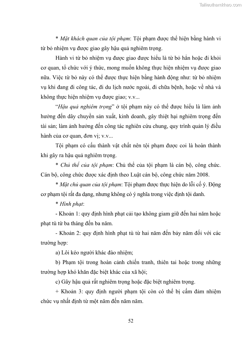 Luận văn thạc sĩ luật học Các tội phạm khác về chức vụ theo luật hình sự Việt Nam trên cơ sở nghiên cứu số liệu địa bàn thành phố Hồ Chí Minh - 5 Trang 58