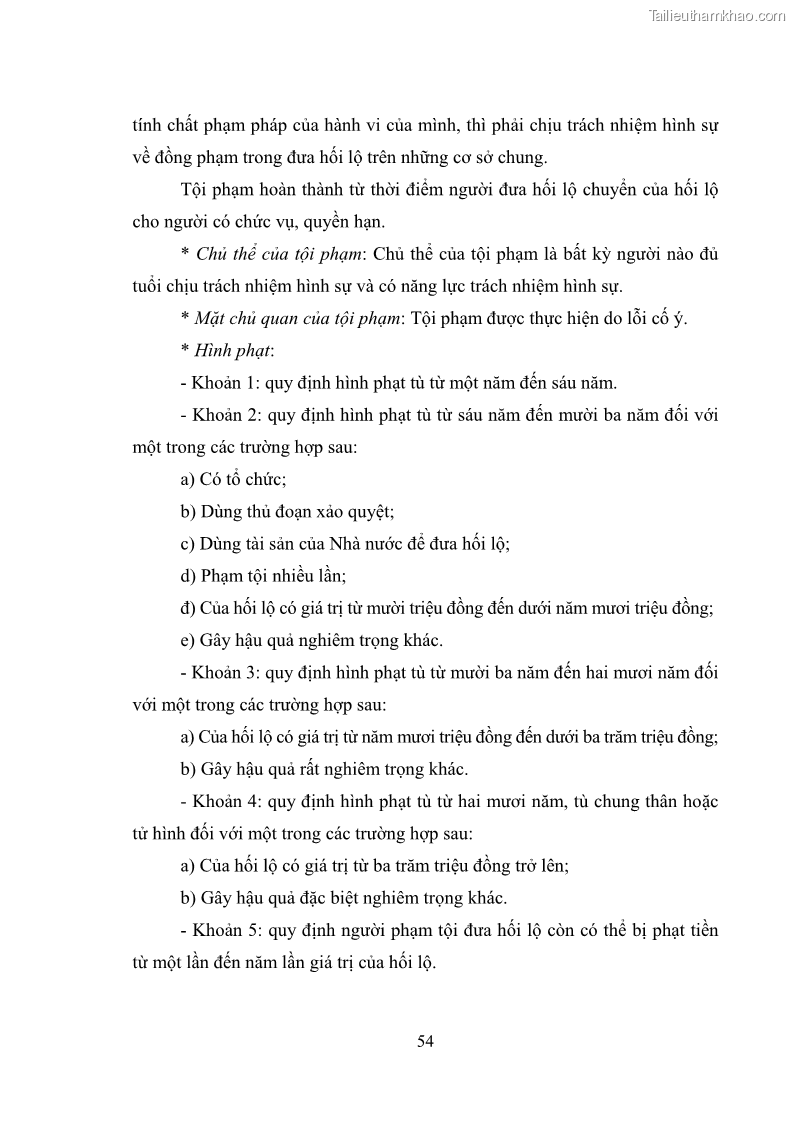 Luận văn thạc sĩ luật học Các tội phạm khác về chức vụ theo luật hình sự Việt Nam trên cơ sở nghiên cứu số liệu địa bàn thành phố Hồ Chí Minh - 5 Trang 60