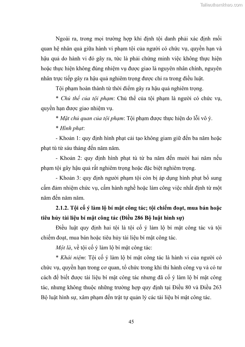Luận văn thạc sĩ luật học Các tội phạm khác về chức vụ theo luật hình sự Việt Nam trên cơ sở nghiên cứu số liệu địa bàn thành phố Hồ Chí Minh - 5 Trang 51