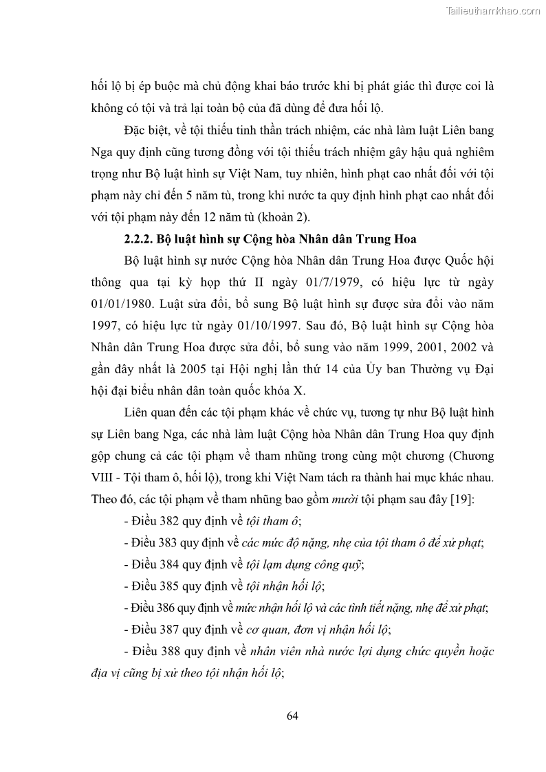 Luận văn thạc sĩ luật học Các tội phạm khác về chức vụ theo luật hình sự Việt Nam trên cơ sở nghiên cứu số liệu địa bàn thành phố Hồ Chí Minh - 6 Trang 70