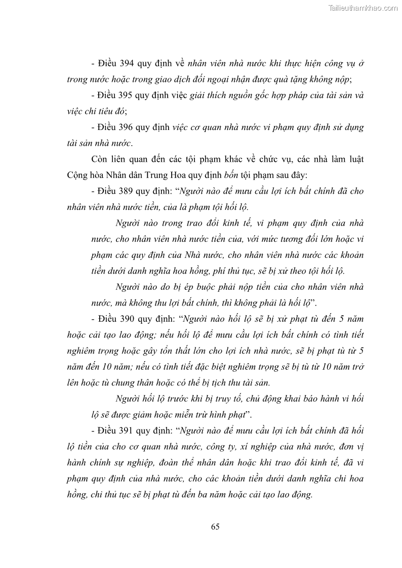 Luận văn thạc sĩ luật học Các tội phạm khác về chức vụ theo luật hình sự Việt Nam trên cơ sở nghiên cứu số liệu địa bàn thành phố Hồ Chí Minh - 6 Trang 71