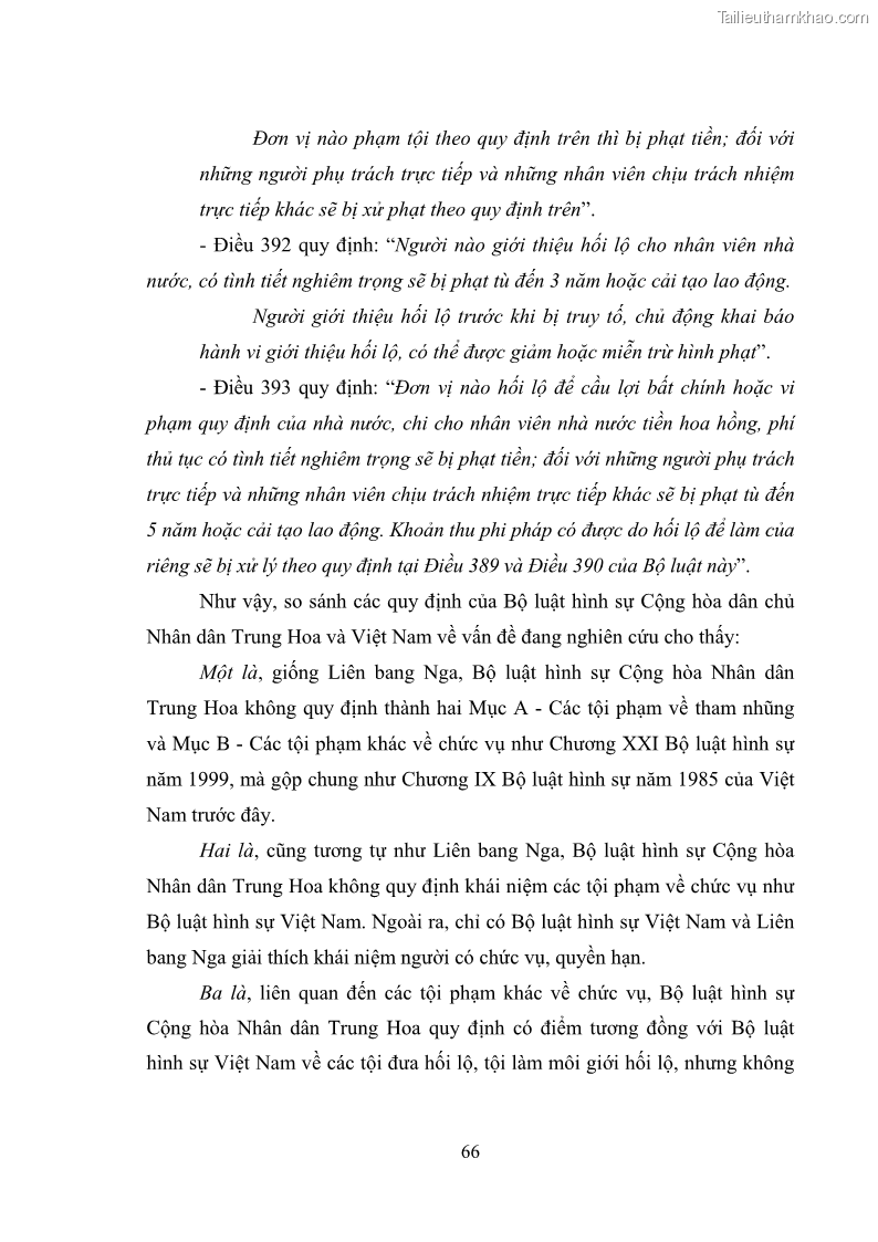 Luận văn thạc sĩ luật học Các tội phạm khác về chức vụ theo luật hình sự Việt Nam trên cơ sở nghiên cứu số liệu địa bàn thành phố Hồ Chí Minh - 6 Trang 72