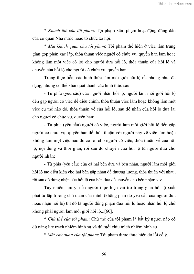 Luận văn thạc sĩ luật học Các tội phạm khác về chức vụ theo luật hình sự Việt Nam trên cơ sở nghiên cứu số liệu địa bàn thành phố Hồ Chí Minh - 6 Trang 62
