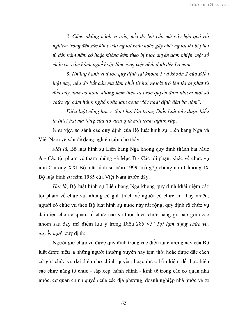 Luận văn thạc sĩ luật học Các tội phạm khác về chức vụ theo luật hình sự Việt Nam trên cơ sở nghiên cứu số liệu địa bàn thành phố Hồ Chí Minh - 6 Trang 68