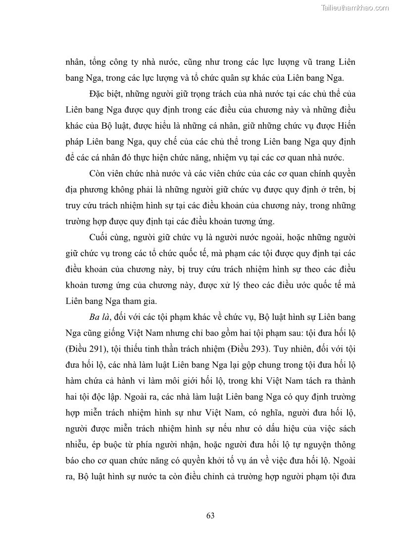 Luận văn thạc sĩ luật học Các tội phạm khác về chức vụ theo luật hình sự Việt Nam trên cơ sở nghiên cứu số liệu địa bàn thành phố Hồ Chí Minh - 6 Trang 69