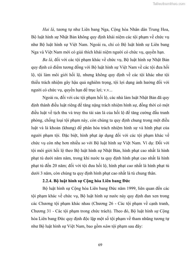 Luận văn thạc sĩ luật học Các tội phạm khác về chức vụ theo luật hình sự Việt Nam trên cơ sở nghiên cứu số liệu địa bàn thành phố Hồ Chí Minh - 7 Trang 75