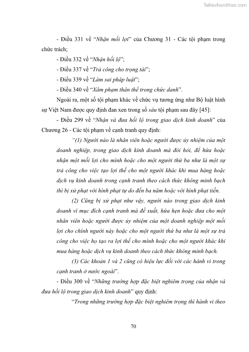 Luận văn thạc sĩ luật học Các tội phạm khác về chức vụ theo luật hình sự Việt Nam trên cơ sở nghiên cứu số liệu địa bàn thành phố Hồ Chí Minh - 7 Trang 76