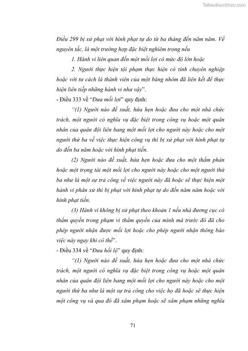 Luận văn thạc sĩ luật học Các tội phạm khác về chức vụ theo luật hình sự Việt Nam trên cơ sở nghiên cứu số liệu địa bàn thành phố Hồ Chí Minh - 7 Trang 77