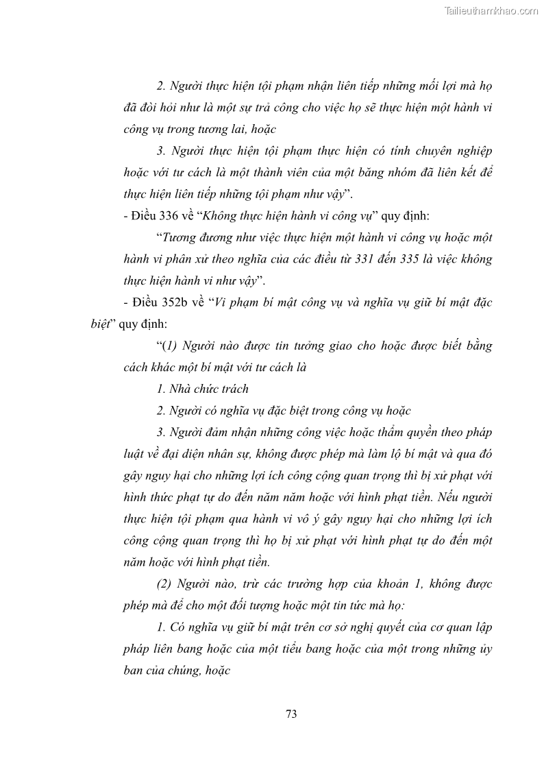 Luận văn thạc sĩ luật học Các tội phạm khác về chức vụ theo luật hình sự Việt Nam trên cơ sở nghiên cứu số liệu địa bàn thành phố Hồ Chí Minh - 7 Trang 79