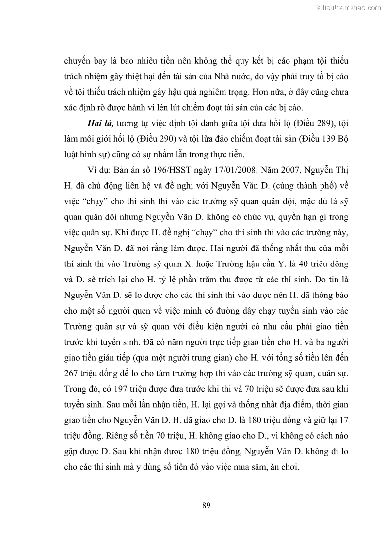 Luận văn thạc sĩ luật học Các tội phạm khác về chức vụ theo luật hình sự Việt Nam trên cơ sở nghiên cứu số liệu địa bàn thành phố Hồ Chí Minh - 8 Trang 95