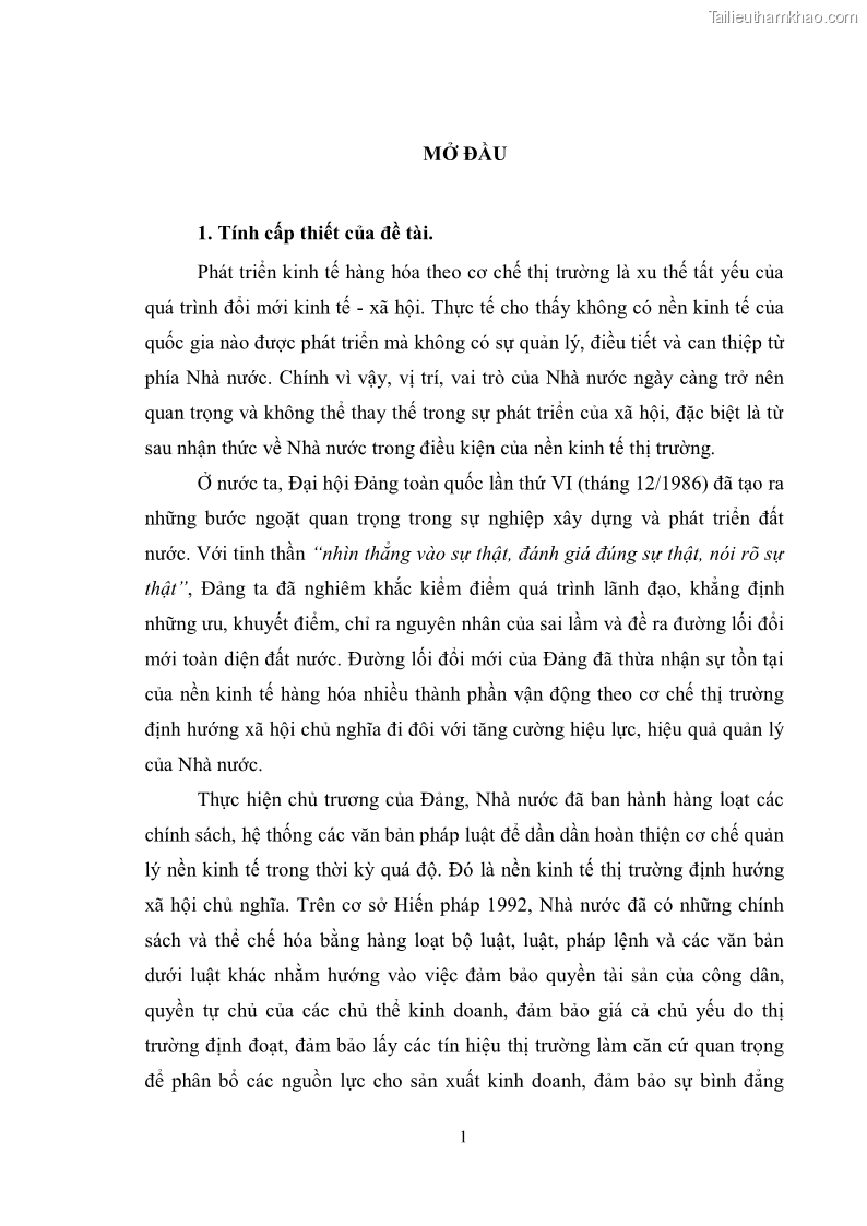 Luận văn thạc sĩ luật học Chức năng kinh tế của nhà nước trong nền kinh tế thị trường ở Việt Nam hiện nay - 1 Trang 4
